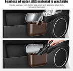 Car Trash Can, Car Garbage Bin with Lid & Handle - Leak-Proof Mini Trash Can for Car, Truck, SUV - Essential Car Accessories for Organization (Brown)