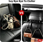 Car Purse Hook 2 Pack Headrest Hooks for Car, Luxurious Leather Material, Seat Back Storage Hook Multifunctional Car Seat Hooks Keep Car Tidy (Black)