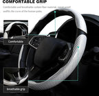 3PCS Carbon Fiber Steering Wheel Cover-Segmented Clip-On Design Anti-Slip & Scratch Resistant Universal Fit 14.5"-16" for Cars/Truck/SUV Great Gift for Men & Women