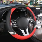 Cute Steering Wheel Cover for Women Men Leather Universal 15 inch,Black and Red