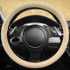 Bling Diamond Beige Leather Steering Wheel Cover, White Sparkly Crystal Glitter Rhinestones Universal Fit 14" 1/2-15" Car Wheel Protector for Women Girl Fit Suvs,Vans,Sedans,Trucks, Beige