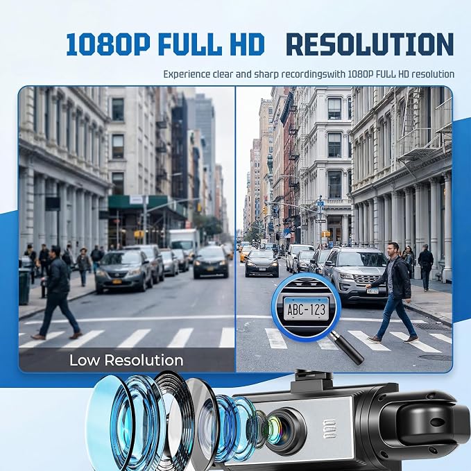 5-Lens Dash Cam for car 360°Wide Angle 3.16 Inch 1080P Dash Camera with Loop Recording Reversing Assistant 24-H Monitoring Easy Installation