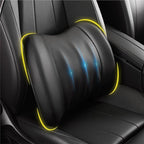 Lumbar Support Pillow for Car, Car Seat Back Support for Driving | Memory Foam Car Lumbar Support for Driving Seat, Car Back Cushion, Adjustable Straps, Lower Back Pillow, PU Leather, Black