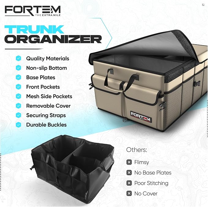 Trunk Organizer For SUV Car Trunk Organizer, Foldable Storage, Car Accessories for Women Men, Collapsible Bag, 600D Oxford, Non Slip Bottom, Straps, Soft Cover (50L)