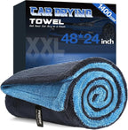 PUGPIU Microfiber Car Drying Towel Extra Large Super Absorbent 48"X24", 1400 GSM Flash Detail Car Wash Drying Towel Edgeless with Two Sided Soft Twisted-Loop, No Water Spots Streaks for Cars (Blue)