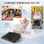 Car Seat Cushion, Comfort Memory Foam Car Cushions for Driving - Sciatica & Lower Back Pain Relief, Driver Seat Pillow for Auto, Office Chair, Wheelchair - Black