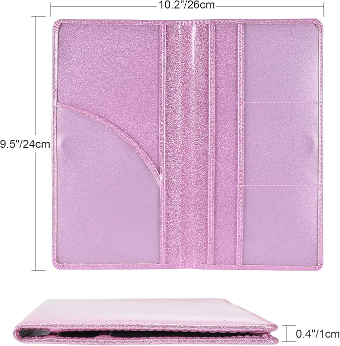 Car Registration and Insurance Holder, Car Accessories Vehicle Glove Box Car Organizer Men Women Wallet Case with Magnetic Shut for Cards, Essential Document, Driver License, Bling Pink