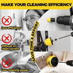 5Pack Drill Brush Attachment Set，Power Scrubber Brush Extended Long Attachment for Bathroom Surfaces, Grout, Floors, bathtubs, Showers, Tiles, Kitchens and Cars，Yellow