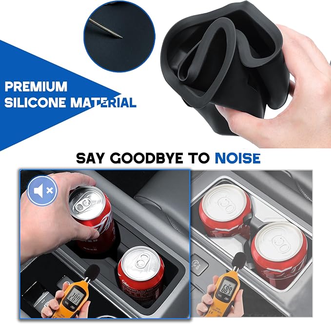 Cup Holder Insert for Hyundai Santa Fe 2026 2025 2024 Accessories Center Console Silicone Cup Holder Bottle Holder Organizer Non-Slip Interior Decoration for Hyundai Santa Fe 2024-2026 Black