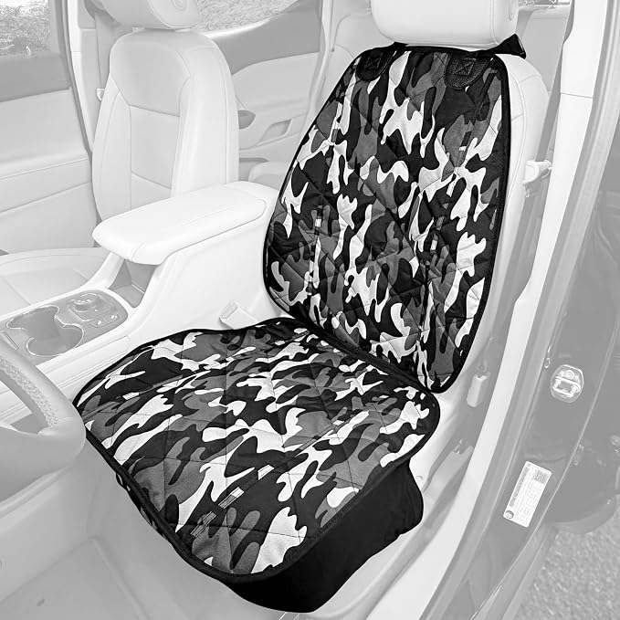 Car Seat Cover for Dogs – Durable Captains Seat & Front Seat Protector for Dogs, Waterproof, Non-Slip Car Seat Cover for Pets, Easy Install, Protects Vehicle from Dirt, Fur, Scratches (Camo)