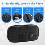 Car Sun Visor Organizer, Sunglass Holder and Storage Pocket, Card Cash Pouch with Multi-Pocket Net Zipper, Case Bag for License Pen Key, Auto Accessories for Truck, SUV, Van (Black)