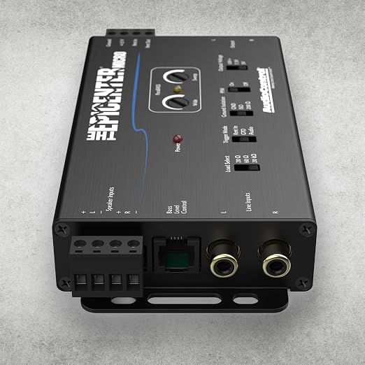 The EPICENTER Micro Bass Restoration Processor & Line Output Converter, Compact Car Audio Bass Booster Enhancer, Line Level & Speaker Level Inputs, Includes Dash Mount Remote Control Knob