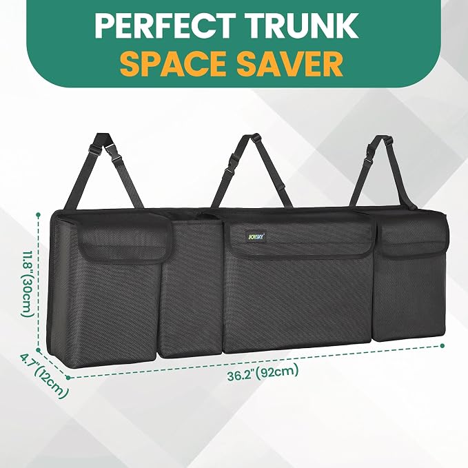 Trunk Hanging Organizer, Backseat Trunk Organizer for SUV, Truck, MPV, Large Capacity Vehicle Storage Bag with Upgraded High-Density Fabric, Space Saving Car Accessories Interior