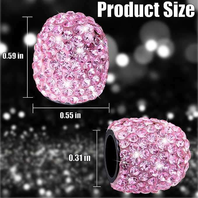 4PCS Bling Crystal Diamond Tire Stem Valve Caps, Dustproof Car Wheel Tire Valve Caps Universal Tire Valve Stem Covers for Cars, SUV, Trucks, Bikes, Motorcycles, Bicycles (Pink)