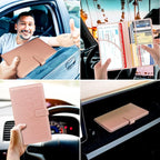 Car Registration and Insurance Holder, Leather Car Glove Box Organizer, Cool Car Accessories for ID, Driver's License Cards & Essential Document, Men&Women, Rose Gold