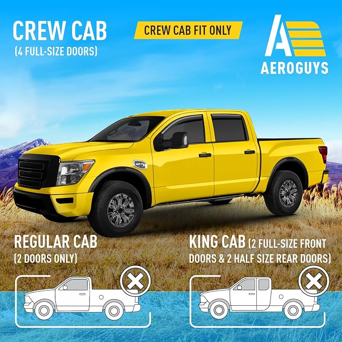 Extra Durable Window Deflectors in-Channel Window Visors Rain Guards Fit for Nissan Titan XD 2016-2024 Crew Cab, Sun Visors, Wind Vent for Shades, Exterior Car Accessories - 4pcs. AG0750