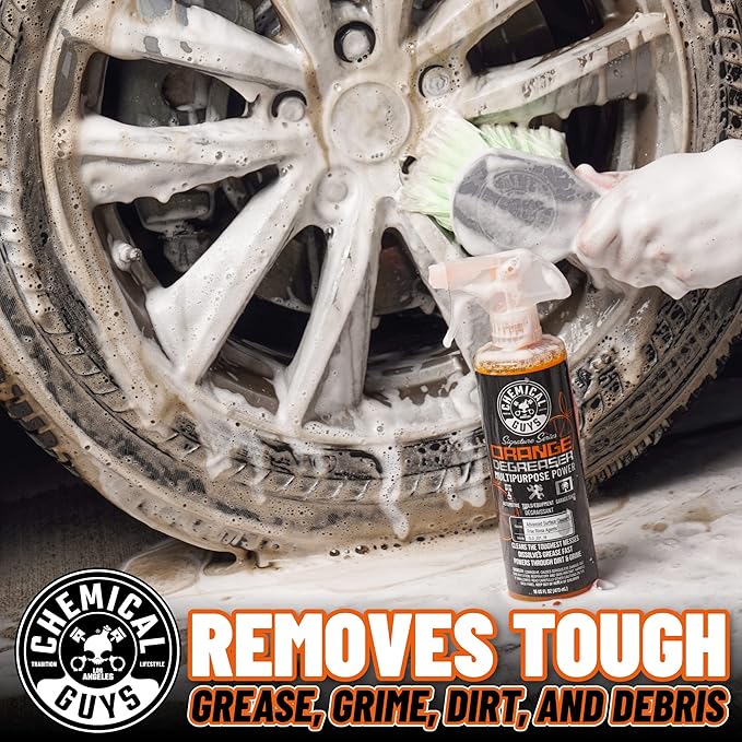 Signature Series Orange Degreaser Spray - Heavy Duty All Purpose Cleaner for Engines, Tires, Undercarriages, Tools and More, Professional Strength, Breaks Down Grease, Oil & Grime,128 oz