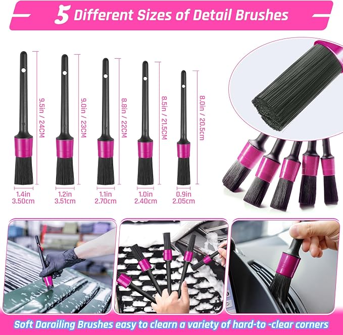 38PCS Car Detailing Kit Interior Cleaner with High Power Handheld Vacuum, Car Wash kit with Detailing Brush Set,Car Interior Detailing Kit, Pink Car Accessories for Motorcycle,Cars,Gift for Women