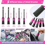 34PCS Car Detailing Brush Set, Car Detailing Kit, Car Detailing Brushes, Car Cleaning Kit, Professional Car Care kit - Car Wash Brush kit for Interior Exterior Wheels, Pink Car Accessories for Women