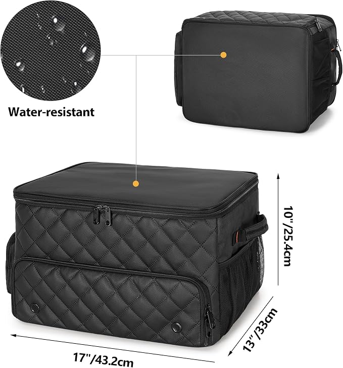 2 Layer Golf Trunk Organizer, Golf Car Storage Organizer with Individual Ventilated Compartment for 2 Pairs Shoes, Golf Car Locker for Balls, Clothes, Tees, Gloves, Accessories (Black)