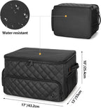 2 Layer Golf Trunk Organizer, Golf Car Storage Organizer with Individual Ventilated Compartment for 2 Pairs Shoes, Golf Car Locker for Balls, Clothes, Tees, Gloves, Accessories (Black)
