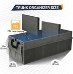 Trunk Organizer for Car, 12 Pockets Sturdy Car Organizer for SUV, Non-Slip Bottom, Folded Trunk Storage Organizer for Sedans, Van, Jeep, Grocery, Large 3 Compartments, Dark Gray 32"×13"×10"