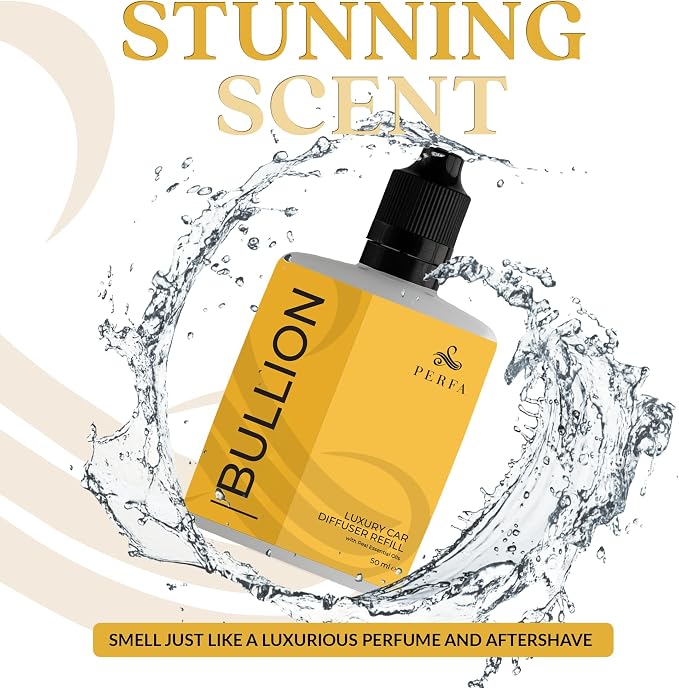 Bullion Car Air Fresheners (Refill) | Affordable Car Air Fresheners for Men | 50ml Diffuser Refill | 6 Months Freshener Long Lasting | Gift-Ready Men's Pefume by