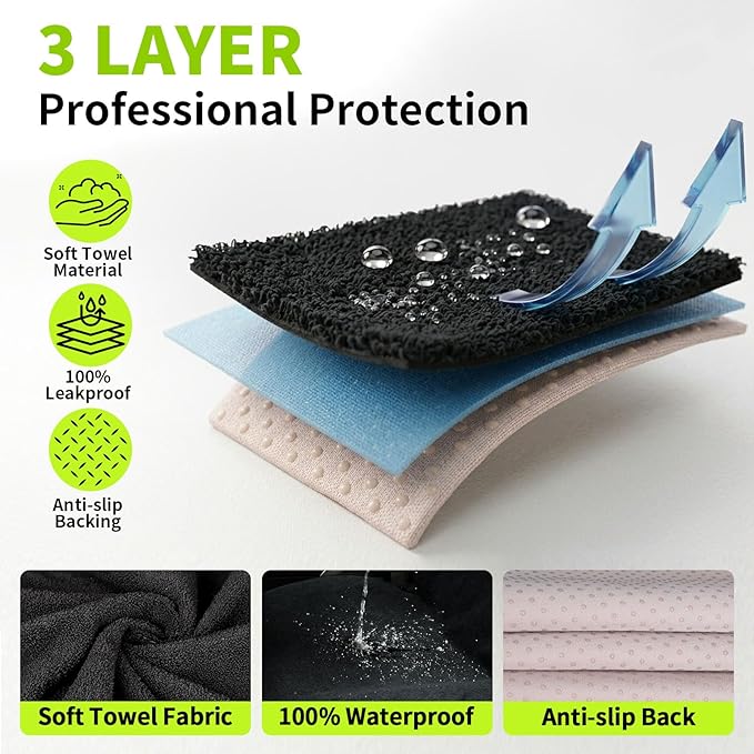 Black Waterproof Sweat Towel Seat Cover Universal Non-Slip for Car Truck SUV Seat for Dog & Kid Workout Outdoor OR Sport Activities
