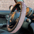 Bling Bling Comfy Steering Wheel Cover with Jumbo Crystal Rhinestones, Anti-Slip Diamond Leather, Universal 15 Inch (Pink)