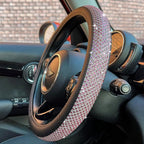 Bling Bling Comfy Steering Wheel Cover with Jumbo Crystal Rhinestones, Anti-Slip Diamond Leather, Universal 15 Inch (Pink)