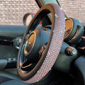 Large Size Bling Comfy Steering Wheel Cover with Jumbo Crystal Rhinestones, Anti-Slip Diamond Leather, 15.5-15.75 Inch (Pink)