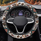 Car Steering Wheel Cover 15 Inch Universal Breathable Soft Anti-Slip Auto Accessories Steering Wheel Protector Fit for Most Vehicles, Aztec Geometric Cow Print