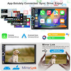 7" Double Din Car Stereo Compatible with Wireless Apple Carplay Android Auto|Bluetooth 5.2|180W Outputs|Subwoofer|FM|AM|USB|38W Fast Charge|Physical Knob|Backup Camera|Stereo for 7x4.02 2 DIN Size