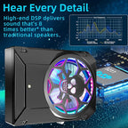 1600W Car Subwoofer, 10" Ultra-Thin Powered Under-Seat Sub with Built-in Amplifier, LPF/Gain/Bass Boost, Touch Control, Physical Switch Rhythm LED Ambient Light, Independent Bass Knob