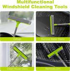 Window Squeegee with 15-24" Long Handle, 2-in-1 Squeegee Cleaner Tool, Retractable Stainless Steel Handle for Car Windshield, Shower Glass, Glass Doors, Outdoor Windows, High Windows