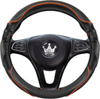 3D Car Steering Wheel Cover Comfort Grip Massage Sporty Anti-Slip Carbon Fiber Faux Leather for F150, Trucks, Jeep, Van, Car Handle Covers for All Seasons, 15.2-16in, Orange