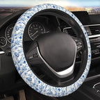 Blue Floral Steering Wheel Cover for Women & Men – Universal 15 Inch Car Accessories, Non-Slip & Stylish Design, Fits Most Cars, SUVs, and Auto