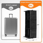 Car Trunk Organizer, Multi Compartments Collapsible Trunk Storage, Anti-slip, Waterproof 600D Oxford Polyester, with Adjustable Straps for SUV, Minivan, Truck, Large Size, Black