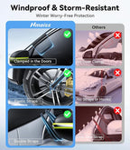 3-in-1 Windshield Snow Cover for Ice & Snow Frost — 600D Heavy Cover & Ice Scraper Complete Winter Protection with 360° Windproof Design and Multi-Layer Winter Car Kit for Cars, Trucks, SUVs