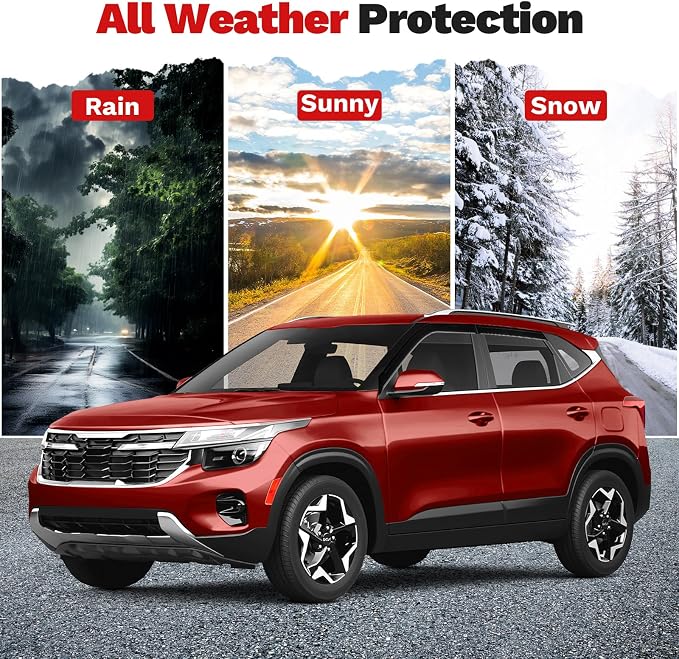 Seltos Rain Guards - Window Visors for Kia Seltos 2021-2025, Outside-Mount Tape-On Side Window Wind Deflectors for Seltos Accessories, Vent Visors Shades Rainproof 4PCS
