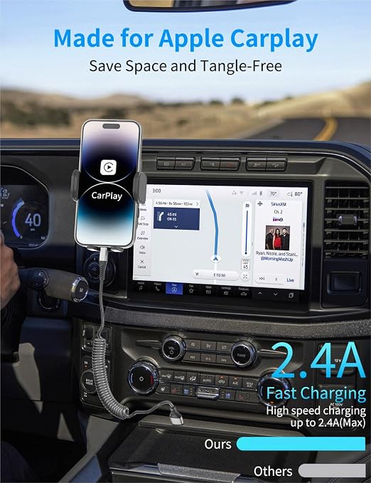 Coiled Lightning Cable for Car, 2Pack Retractable iPhone Charger Cable Fast Charging, [MFi Certified] Short Apple CarPlay USB to Lightning Cord for iPhone 14 13 12 11 Pro Max Mini XR XS 8 SE iPad