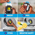Trash Odor Fighter, Trash Can Air Freshener, Stick-On Deodorizer for Garbage Cans, Diaper Pails, Works with Scented Trash Bags, Fresh Lemon and Linen & Sky Scents, 2 Holders + 2 Refills