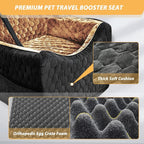 Dog Car Seat for Small/Medium Dogs, Memory Foam Dog Booster Seat, Travel Safety Per Car Seat with Washable Removable Cover, Storage Pockets for Dogs up to 35 lbs(BlackBrown)