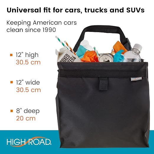 Large TrashStash Hanging Car Trash Can Garbage Bag with Push-Close Lid and Waterproof Bin for Cars, SUVs and Trucks, Holds 4.5 Gallons of Car Trash