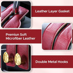 2PCS Leather Car Seat Hooks for Headrest, Vehicle Hanger Storage Organizer Universal for Handbag Purse, Car Accessories Gift (Red-Gold)