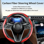 3Pcs Carbon Fiber Steering Wheel Cover Universal Fit 99% Cars | Non-slip soft grip, easy to wipe clean, quick to install, perfect for daily commutes and road trips, Red