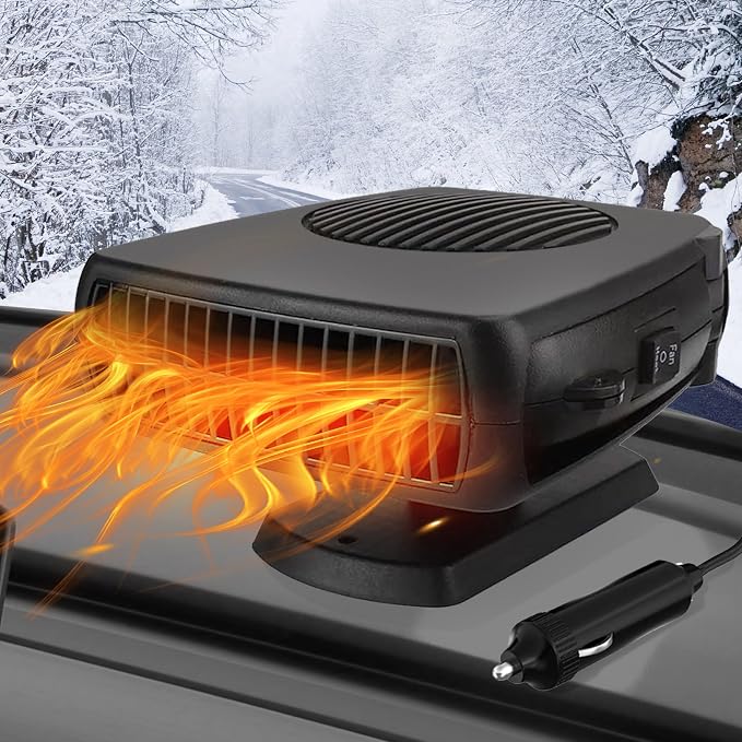200W Portable Car Heater, 12 Volt Heaters for Cars, Auto Vehicle Windshield Defogger Defroster,2 in 1 Fast Heating & Cooling, Auto Ceramic Heaters Fan 360 Degree Rotary Defroster Defogger