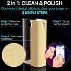 Mini Screen Cleaner Spray – Finger Proof Screen Cleaner for Smartphones, iPads, MacBooks, Laptops, Car Screens, Touchscreens – 3in1 Mist Cleaner, Microfiber Cloth and Cover (Navy Blue)