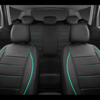 Universal FIT Piping Leather Car Seat Cover, for suvs,Van,Trucks,Airbag Compatible,Inside Zipper Design and Reserved Opening Holes (Full Set, Black and Mint)