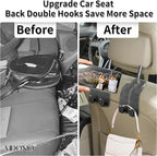 Suede Leather Headrest Hooks for Car, 2 Pack Double Seat Back Organizer Hooks for Purses & Bags, Heavy Duty Metal Car Purse Holder for Handbags, Grocery Bags, Universal Vehicle Storage Accessories